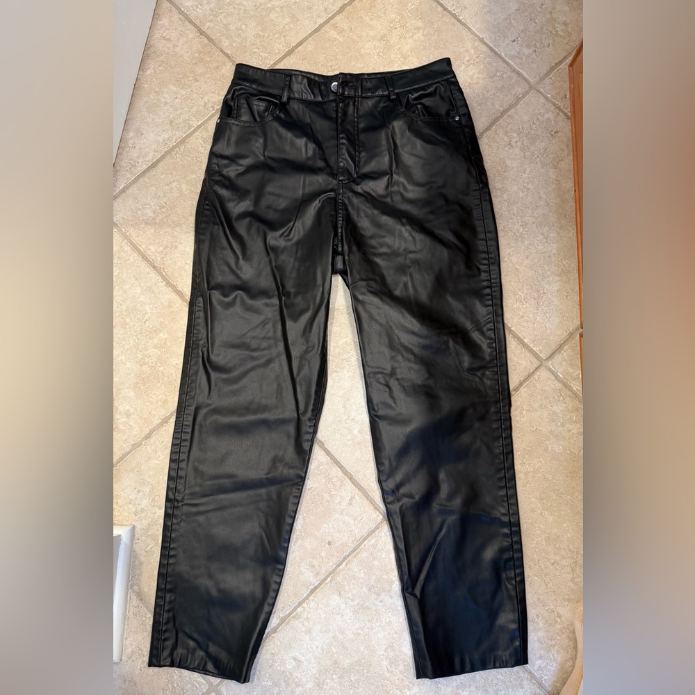Zara Black vegan Leather Pants